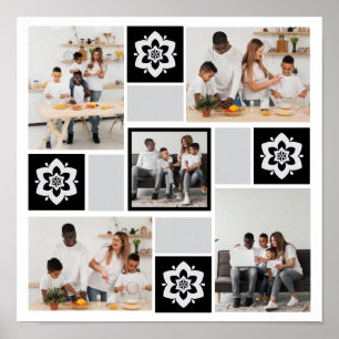 Design Your Own Floral 5 Photo Collage Poster