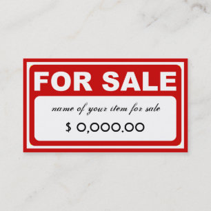design your own FOR SALE sign Business Card
