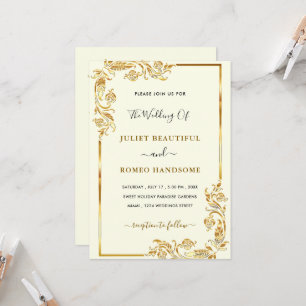 Design Your Own Gold Wedding Invitation Template
