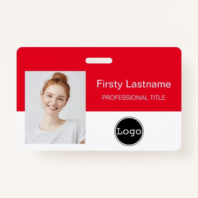 design your own id card - Photo, Bar Code, Logo,   ID Badge (Front)