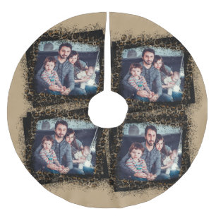 Design Your Own Leopard Frame Family Photo Brushed Polyester Tree Skirt