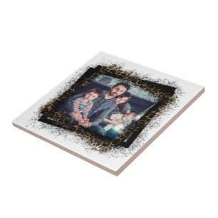Design Your Own Leopard Frame Family Photo Ceramic Tile