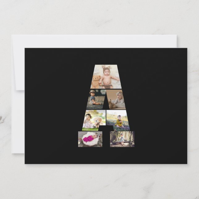 Design Your Own Letter A Photo Collage Announcement (Front)
