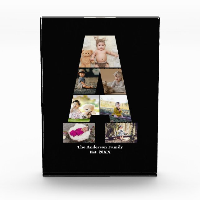 Design Your Own Letter A Photo Collage Block (Front)