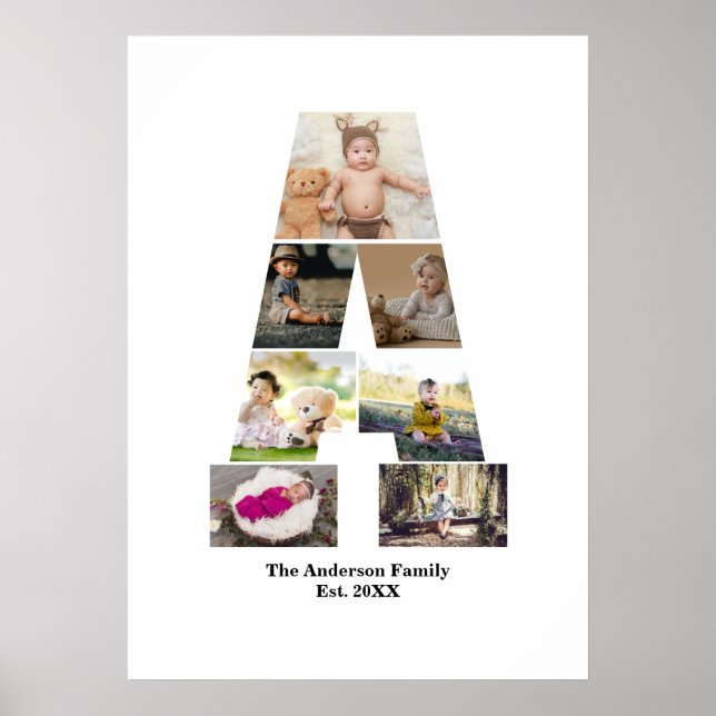 Design Your Own Letter A Photo Collage Poster (Front)