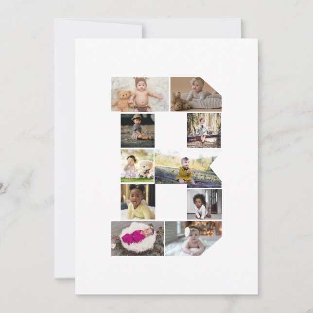 Design Your Own Letter B Photo Collage Card (Front)