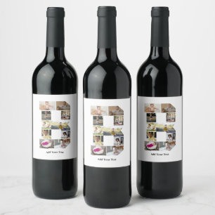 Design Your Own Letter B Photo Collage Wine Label