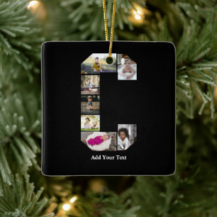 Design Your Own Letter C Photo Collage Ceramic Ornament