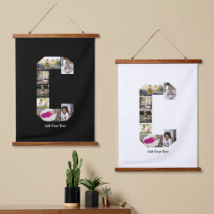 Design Your Own Letter C Photo Collage Hanging Tapestry
