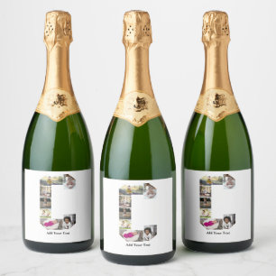 Design Your Own Letter C Photo Collage Sparkling Wine Label