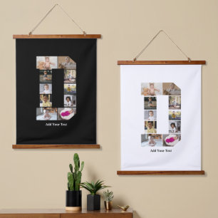 Design Your Own Letter D Photo Collage Hanging Tapestry