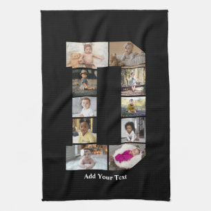 Design Your Own Letter D Photo Collage Tea Towel