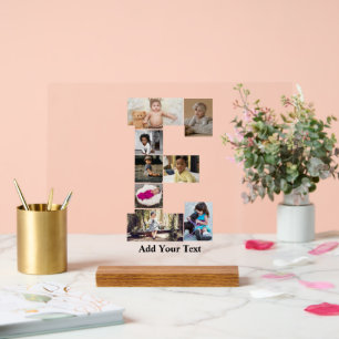 Design Your Own Letter E Photo Collage Acrylic Sign