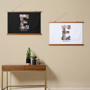 Design Your Own Letter E Photo Collage Hanging Tapestry