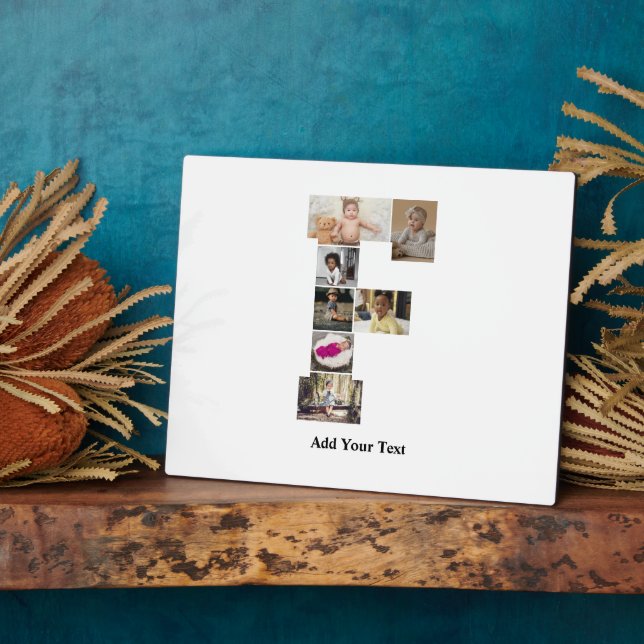 Design Your Own Letter F Photo Collage Plaque (Side)