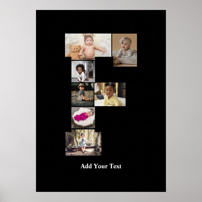 Design Your Own Letter F Photo Collage Poster (Front)
