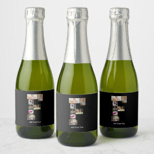 Design Your Own Letter F Photo Collage Sparkling Wine Label
