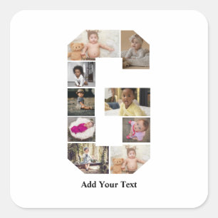 Design Your Own Letter G Photo Collage Square Sticker