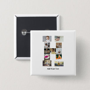 Design Your Own Letter H Photo Collage 15 Cm Square Badge