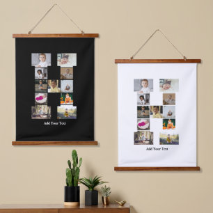 Design Your Own Letter H Photo Collage Hanging Tapestry