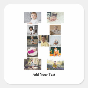 Design Your Own Letter H Photo Collage Square Sticker