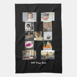 Design Your Own Letter H Photo Collage Tea Towel