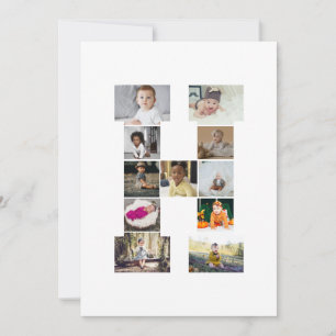 Design Your Own Letter H Photo Collage Thank You Card