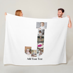 Design Your Own Letter J Photo Collage Fleece Blanket