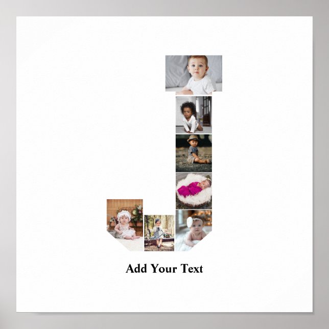 Design Your Own Letter J Photo Collage Poster (Front)