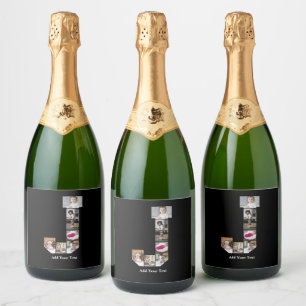 Design Your Own Letter J Photo Collage Sparkling Wine Label