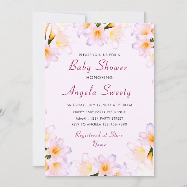 Design Your Own Lilies Baby Shower Invitation (Front)