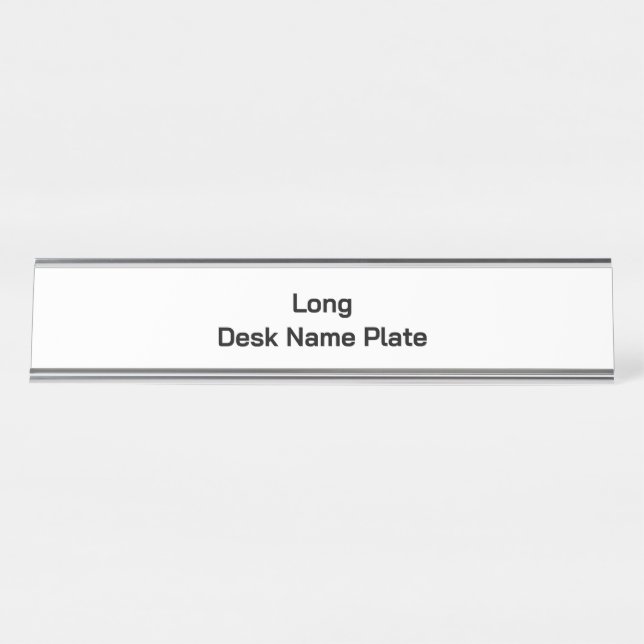 Design Your Own Long Silver Desk Name Plate (Front)