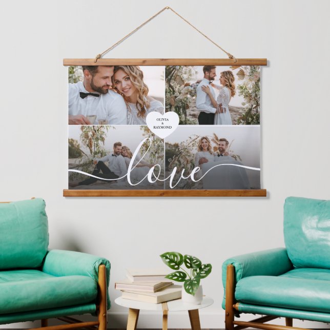 Design Your Own Love Collage Photography Hanging Tapestry (Living Room)