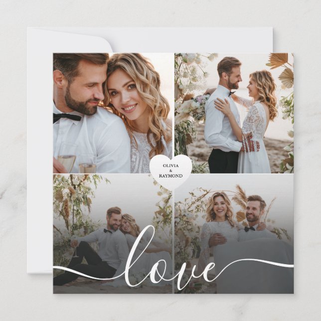 Design Your Own Love Collage Photography Thank You Card (Front)