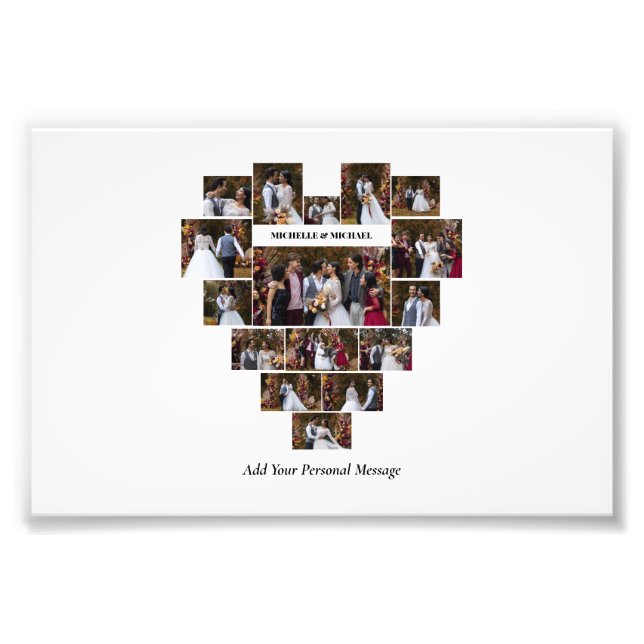 Design Your Own Love Heart Shaped Photo Collage (Front)