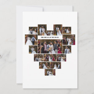 Design Your Own Love Heart Shaped Photo Collage Announcement