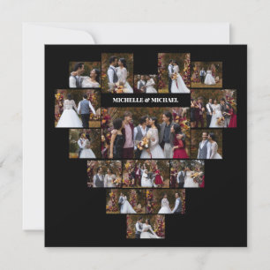 Design Your Own Love Heart Shaped Photo Collage Announcement