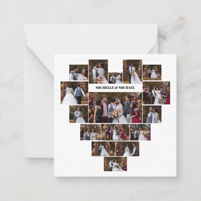 Design Your Own Love Heart Shaped Photo Collage Card (Front)