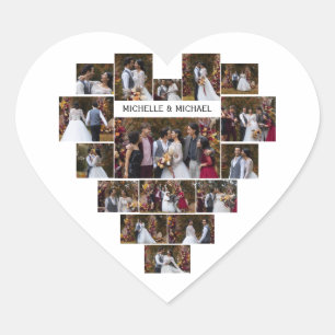 Design Your Own Love Heart Shaped Photo Collage Heart Sticker