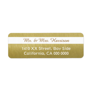design your own mr. & mrs. faux gold chic return address label