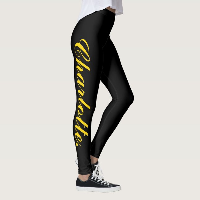 Design Your Own Name on Stylish Black Leggings (Right)