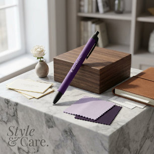 Design Your Own Name on This Dark Purple Black Ink Pen