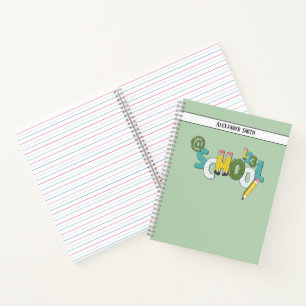 Design your own Name School Practice Green Notebook