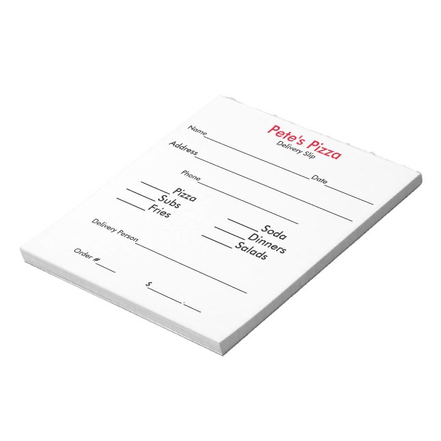 "Design-Your-Own" Order Slips Notepad (Rotated)