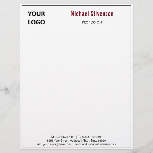 Design Your Own Personalised Letterhead Example (Front)
