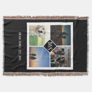 Design Your Own Personalised Monogrammed 4 Photo Throw Blanket