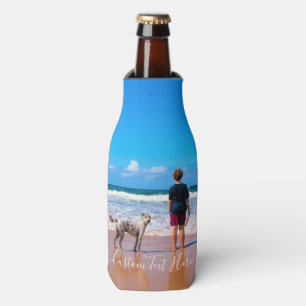 Design Your Own Pet Photo Bottle Cooler with Text