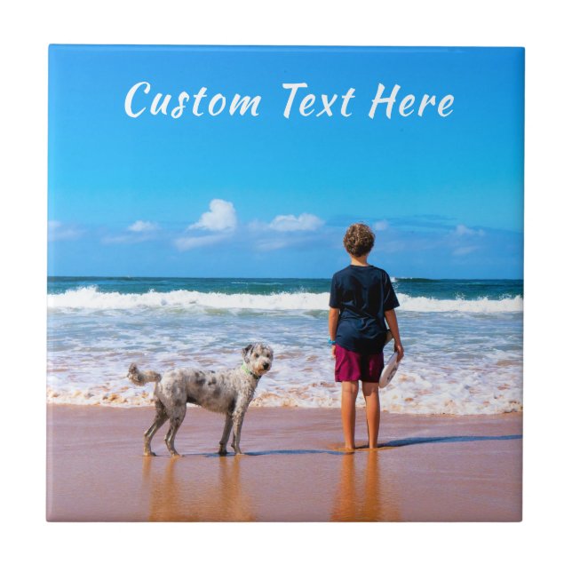 Design Your Own Pet Photo Tile Gift Custom Text (Front)