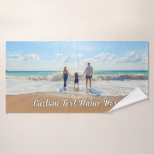 Design Your Own Photo Bath Towels Custom Text Name