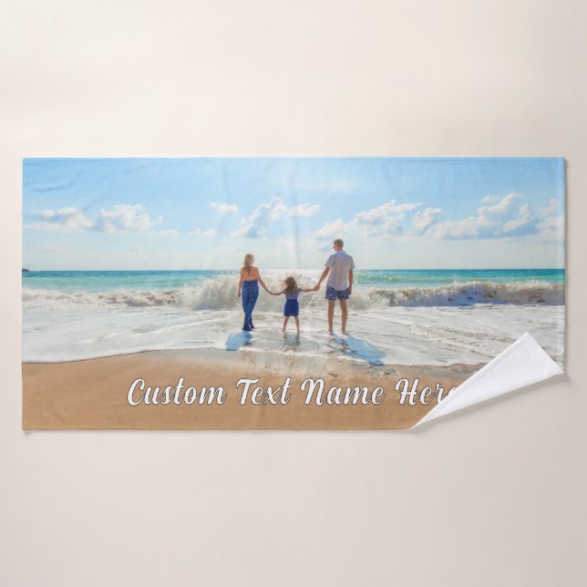 Design Your Own Photo Bath Towels Custom Text Name (Bath Towel)